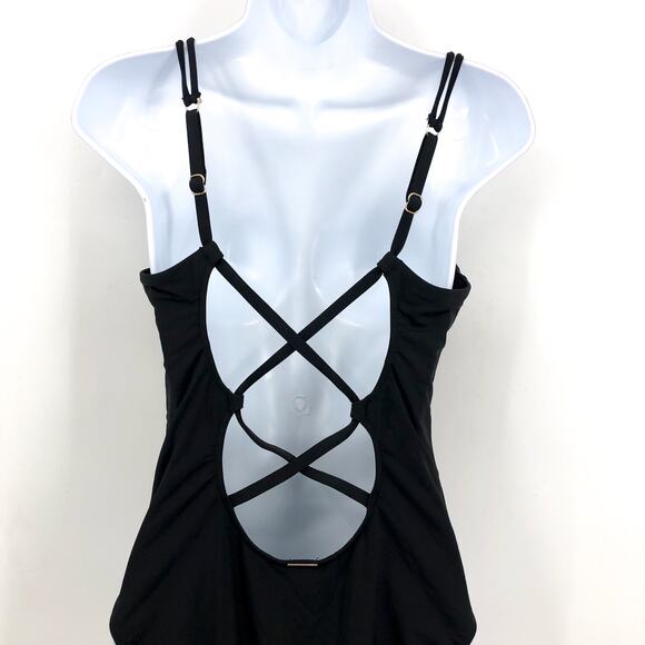 SUNSETS Women's Veronica One Piece Swimsuit Large Black Criss-Cross Back NWT - Picture 7 of 11